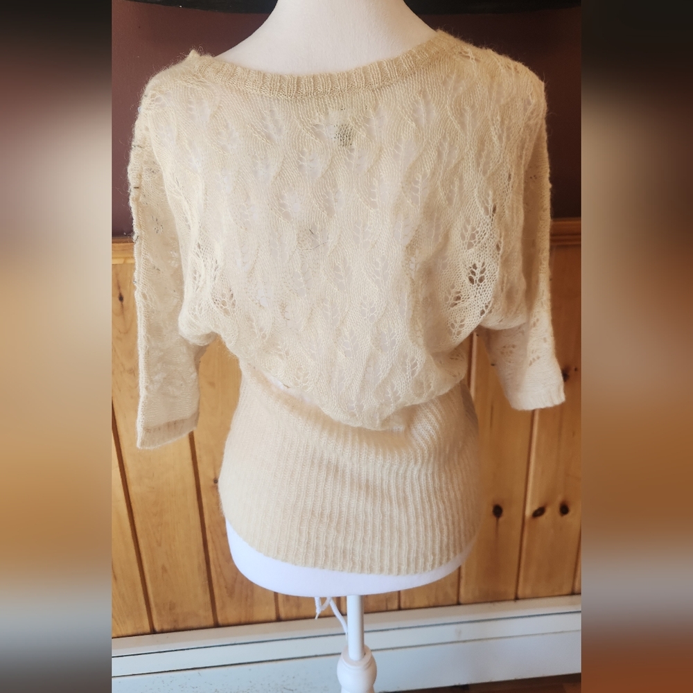 Vintage Ann Tayor Loft Cardigan Sequins And Beads Ivory Wool Size XS - Picture 5 of 9